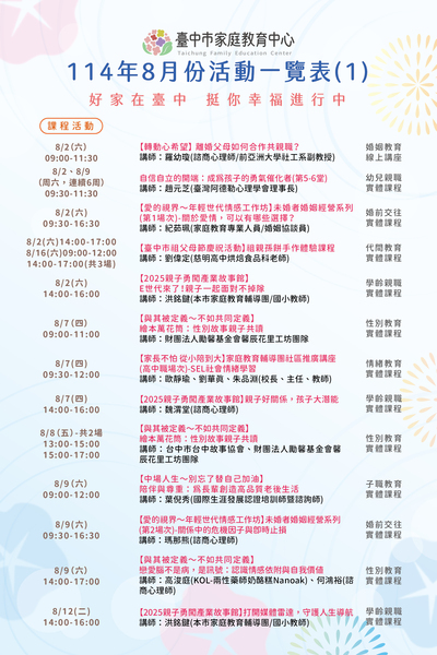 家庭教育中心114年8月份活動一覽表圖檔01圖片